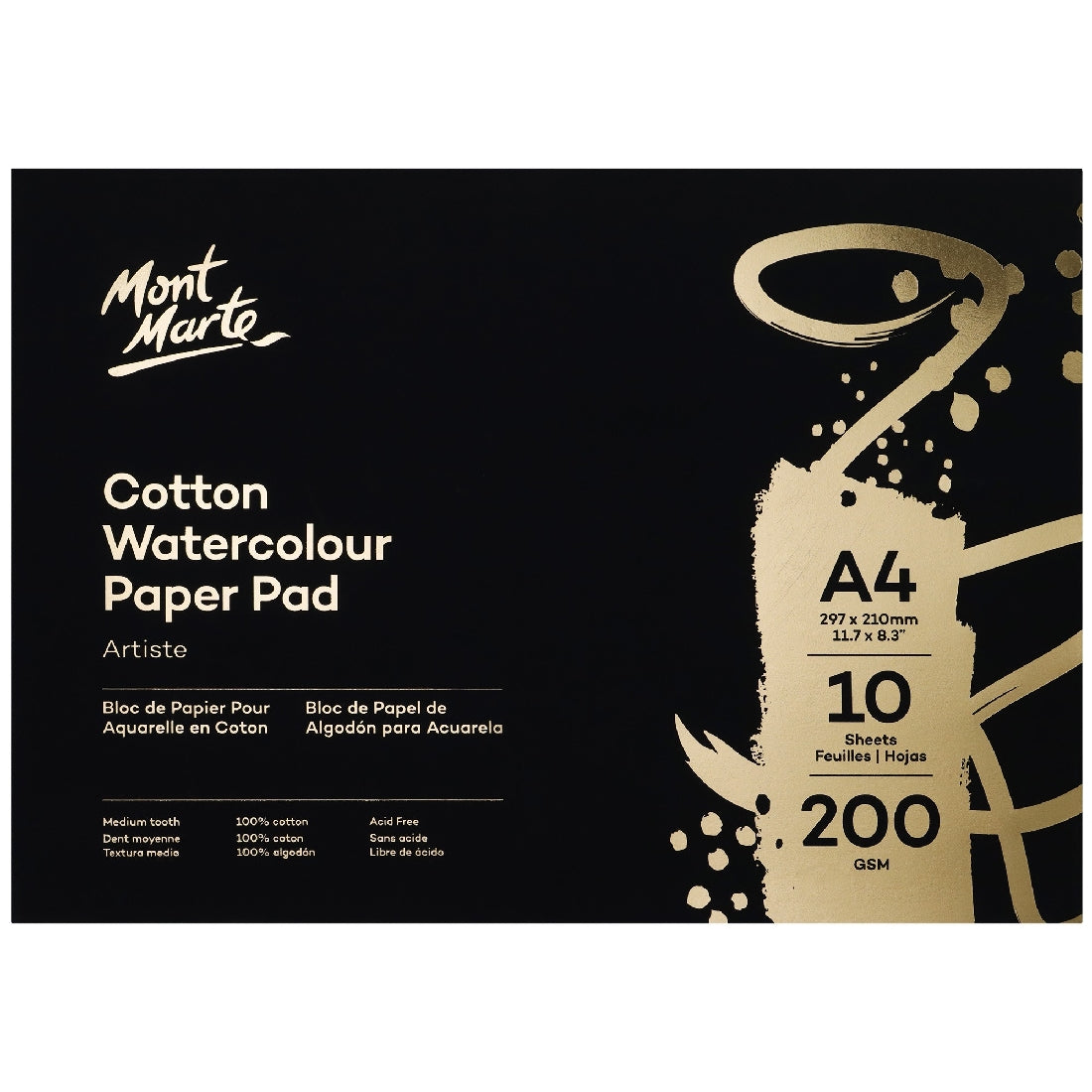 M.M. Cotton Watercolour Paper 200gsm A4 10 Sheets