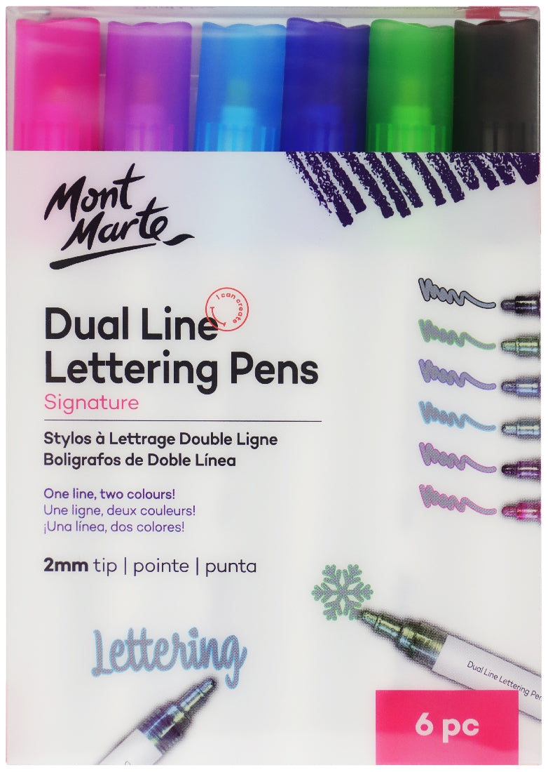 M.M. Dual Line Lettering Pens 2m.m. Tip 6pc
