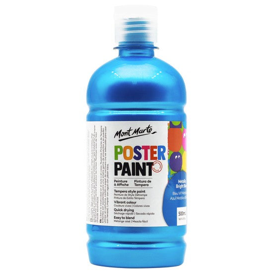 M.M. Poster Paint 500ml - Metallic Bright Blue