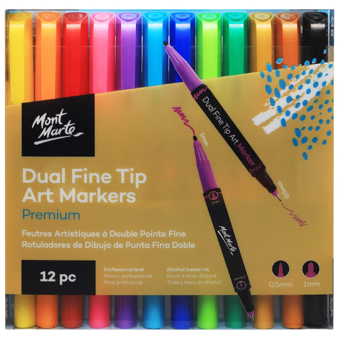 M.M. Dual Fine Tip Alcohol Art Markers 12pc