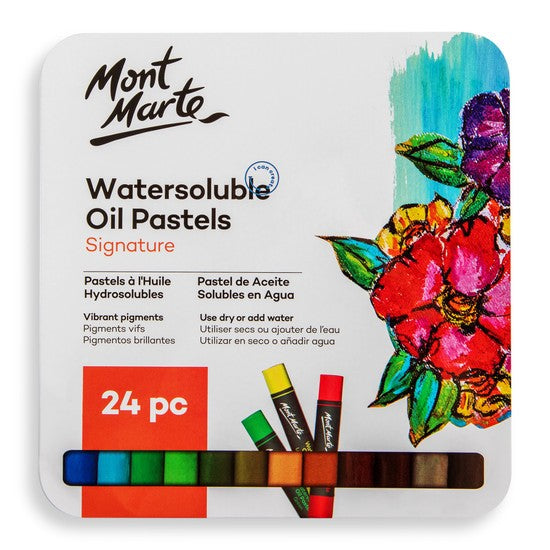 M.M. Watersoluble Oil Pastels 24pc In Tin Box