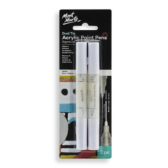 M.M. Acrylic Paint Pens Dual Tip White 2pc