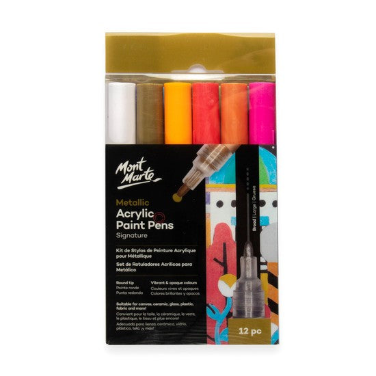 M.M. Metallic Acrylic Paint Pens Broad Tip 12pc