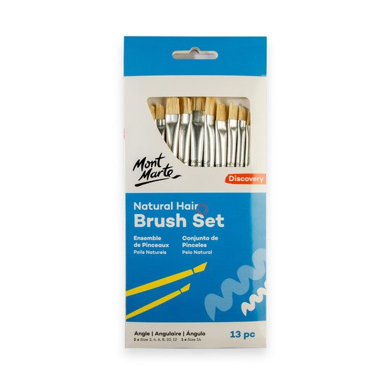 M.M. Natural Hair Flat Angle Brush Set 13pc