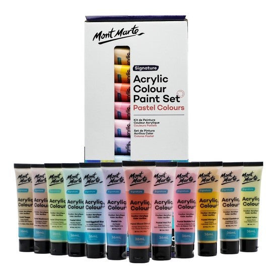 M.M. Acrylic Colour Pastel Colours 12pc X 36ml