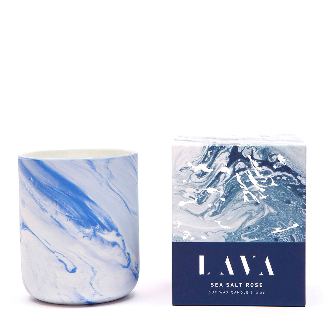 Serenity Home Marble Ceramic Jar Candle 340g - Sea Salt Rose