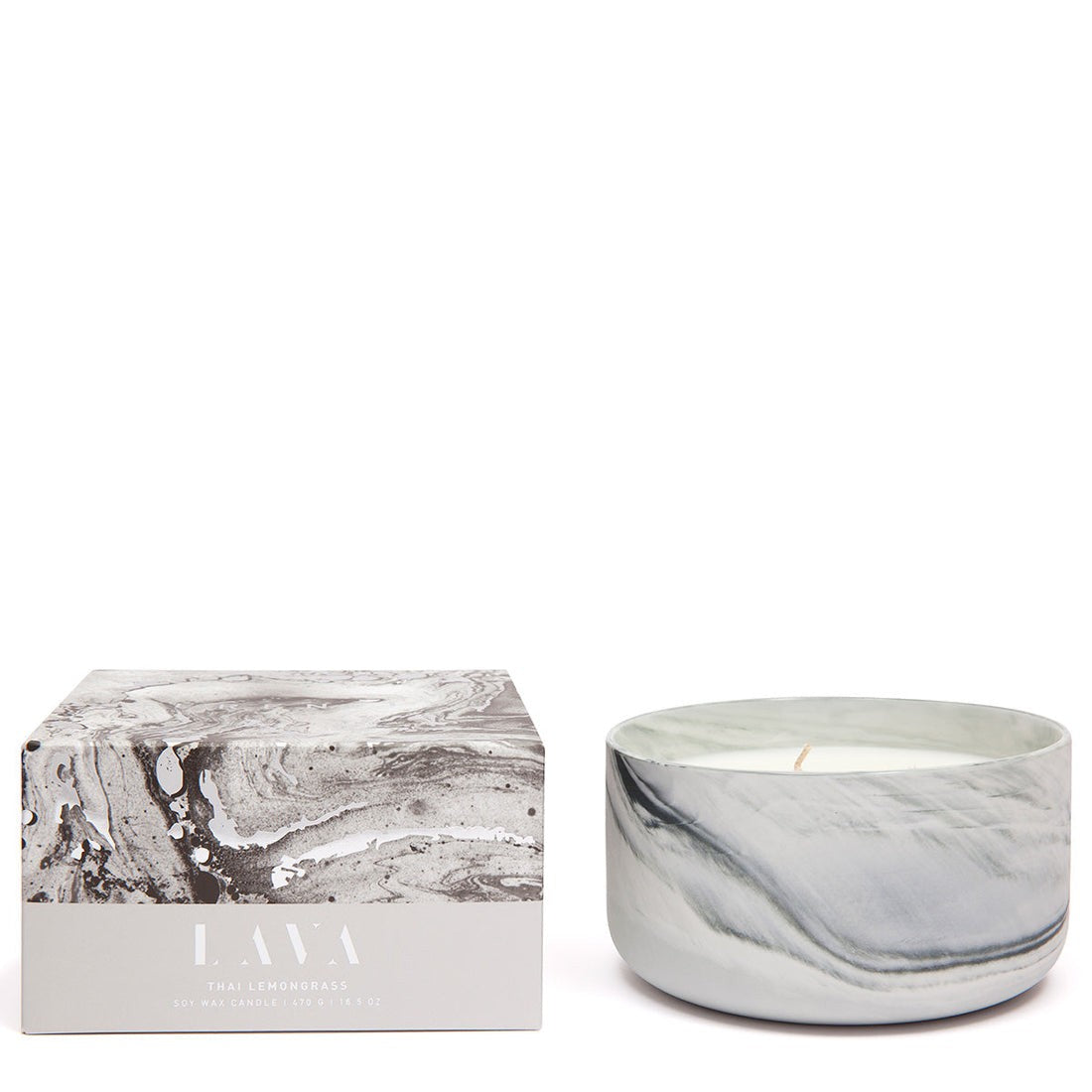 Serenity Home Lava Marble Ceramic Candle 470g - Thai Lemongrass