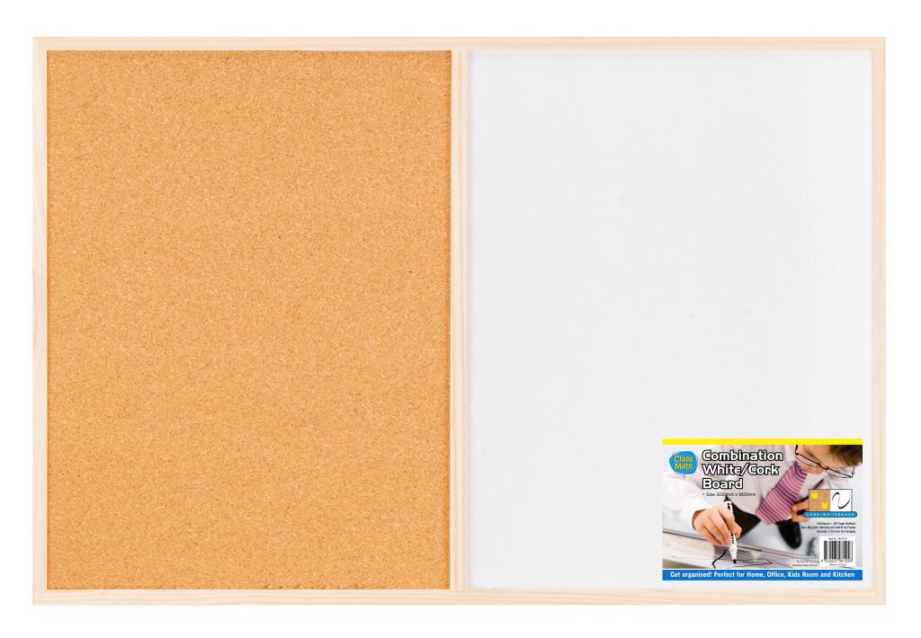 COMBINATION WHITE/CORK BOARD - 60CM X 90CM