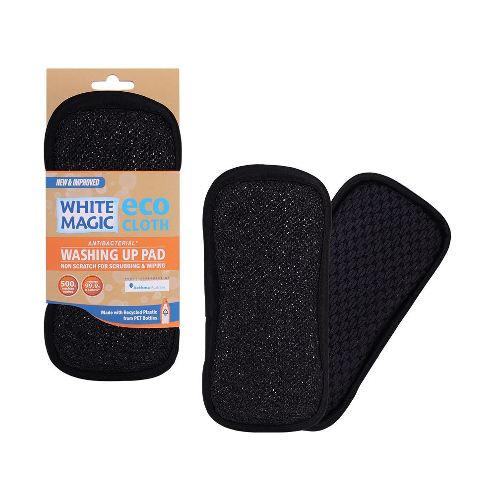 White Magic Eco Cloth Washing Up Pad Black