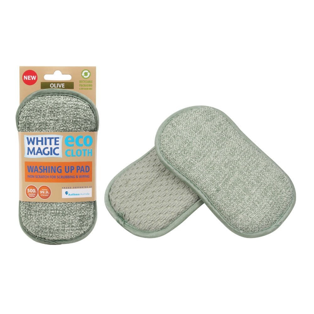 White Magic Eco Cloth Washing Up Pad Olive