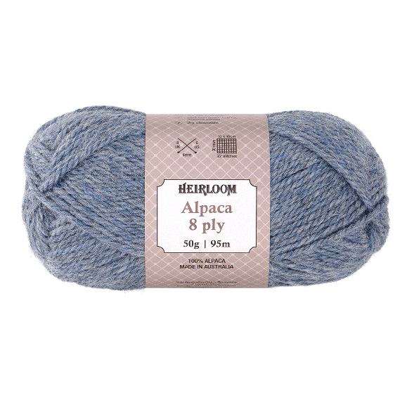 Heirloom Alpaca 8ply 50g Greyblue Heather
