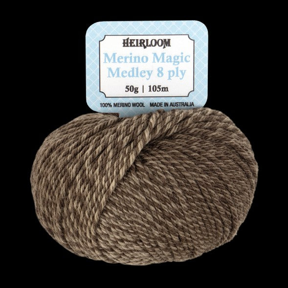 MERINO MAGIC MEDLEY 8Ply 50g TAWNY BROWN