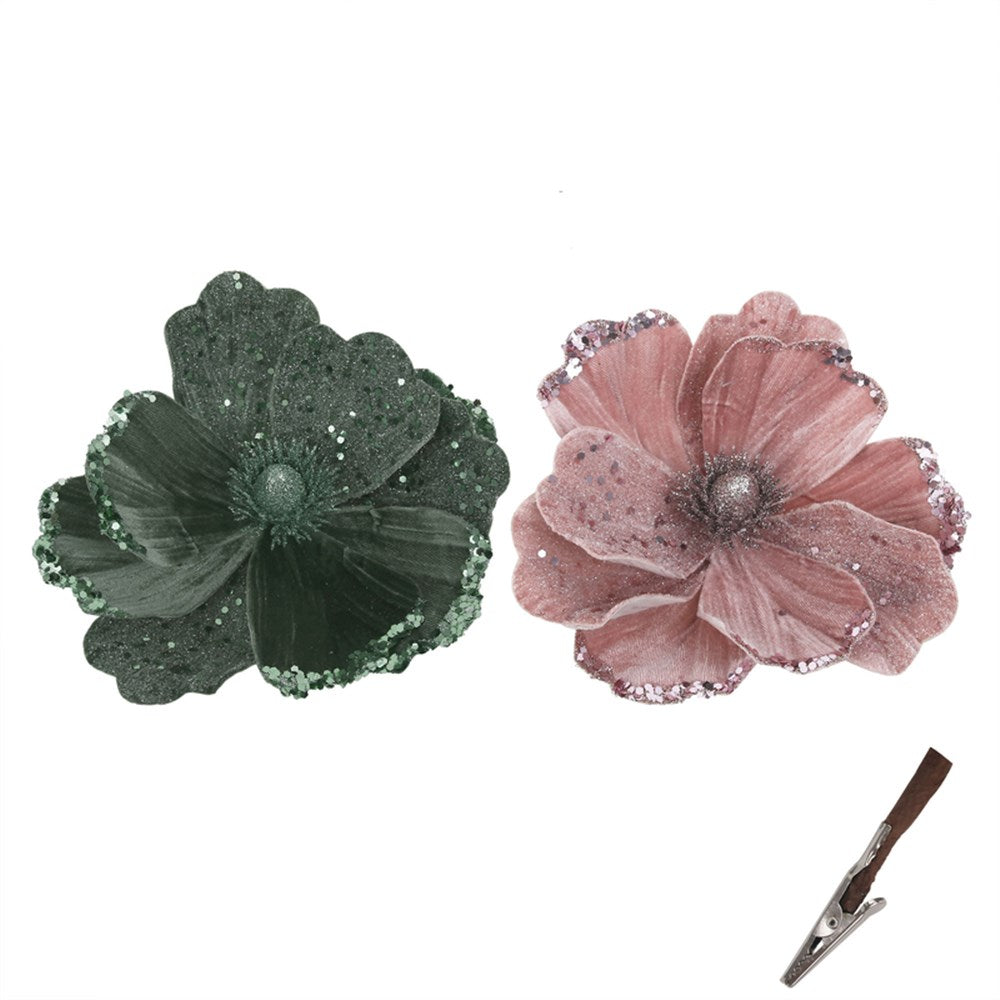 2A 18cm Sage & Dusty Pink Magnolia W/Clip