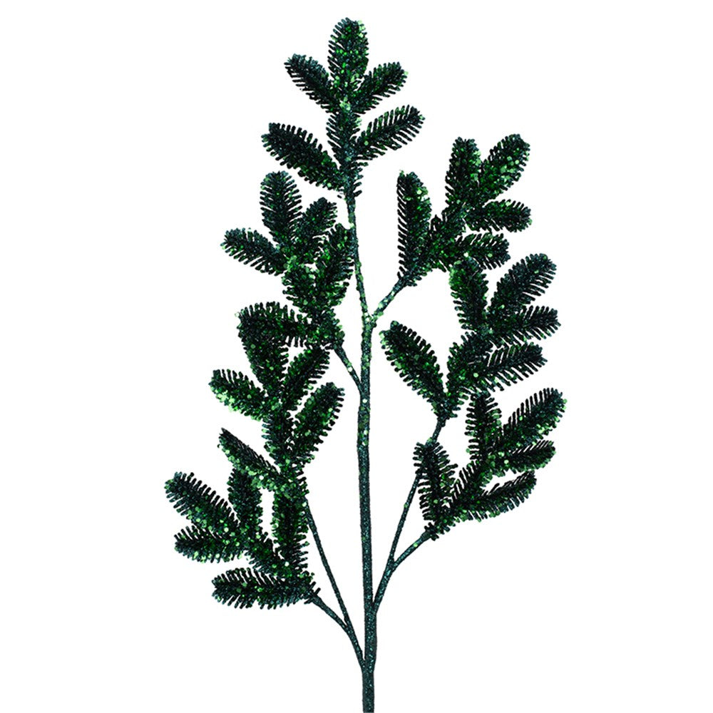 83cm Emerald Green Glitter Leaf Stem