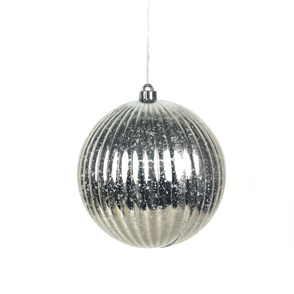 20cm Silver Bauble In Pvc Box