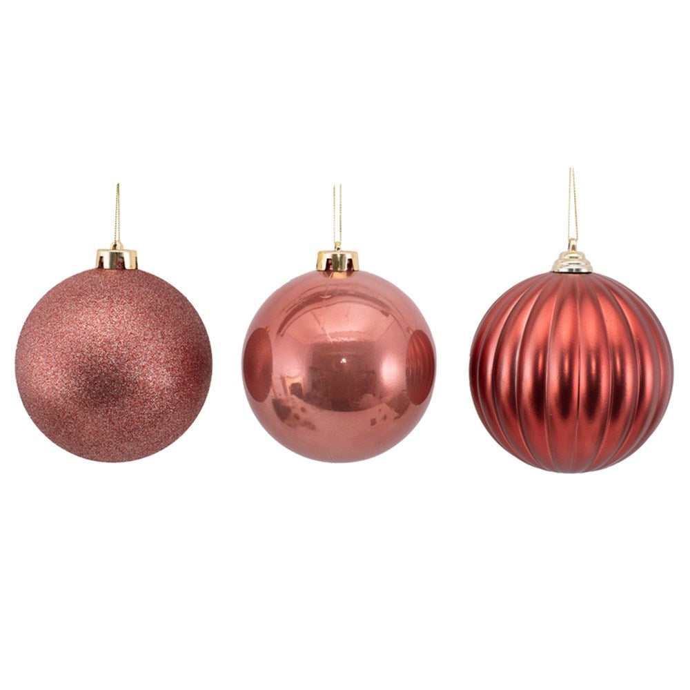 3Pk 12cm Bauble-Red Bean Paste