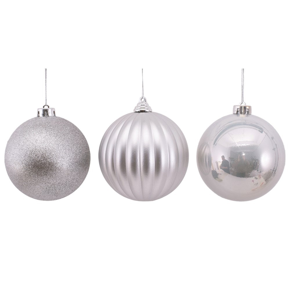 3Pk 12cm Bauble-Silver