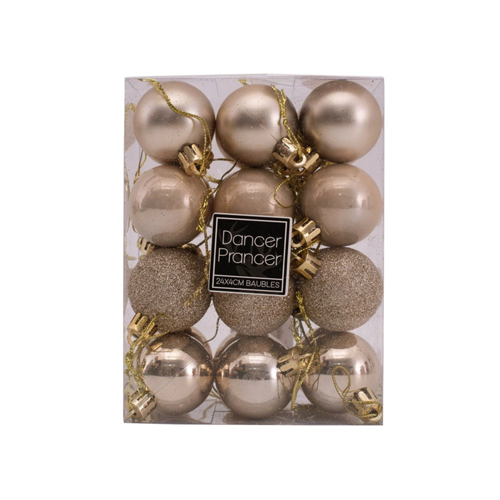 24Pk 4cm Bauble-Platinum