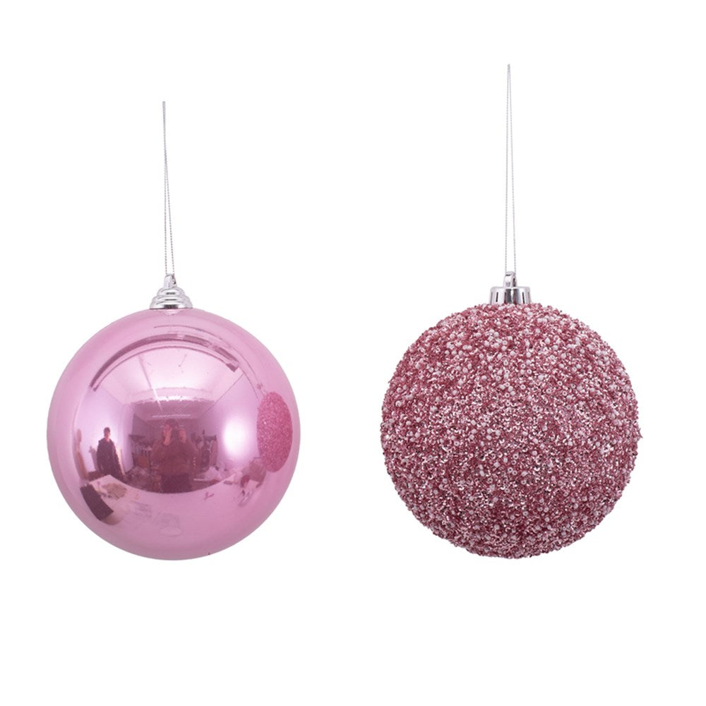 2A 15cm Pink Sequin & Pearl Bauble In Pvc Box