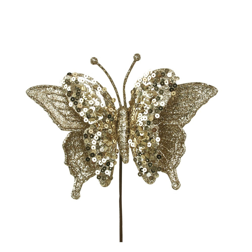 24cm Champagne Butterfly W/Stem