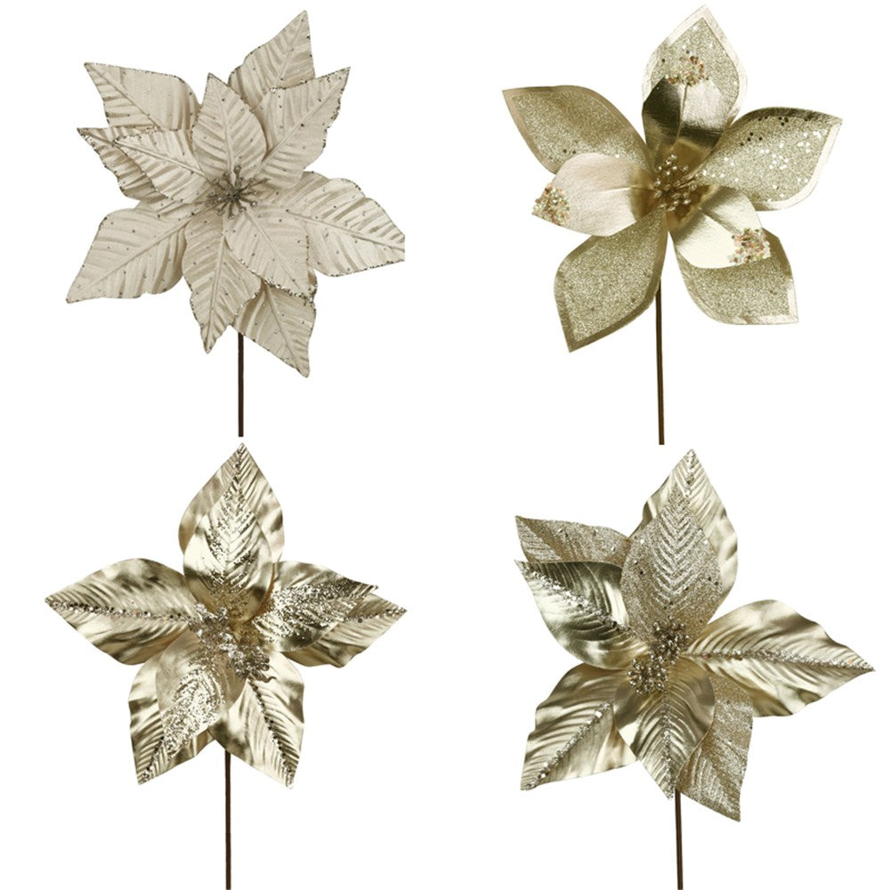 4A Champagne Poinsettia 26cm Flower W/30cm Stem