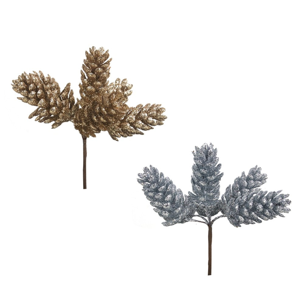 2A 16cm Pinecone Clusters Champagne, Silver