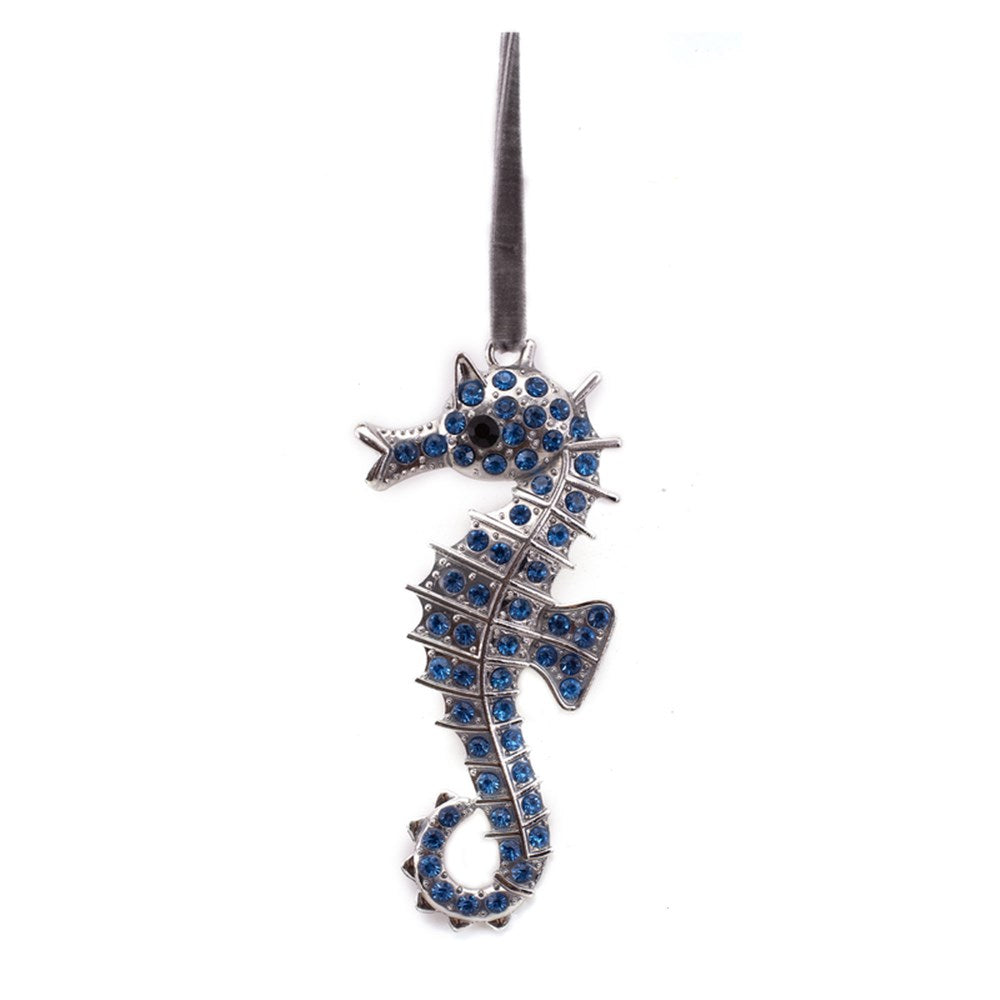 11cm Light Blue Crystal Seahorse Tree Ornament