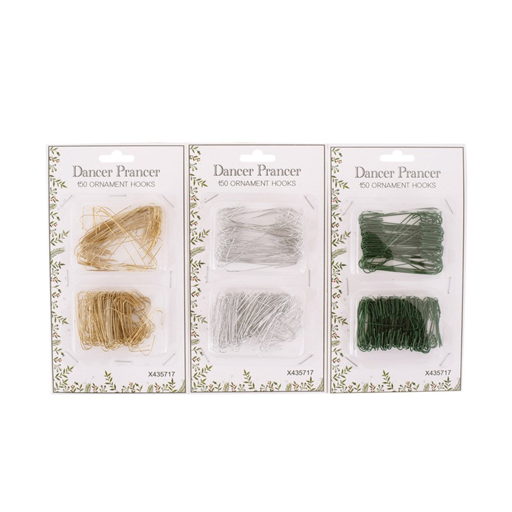 3A 150Pc Ornament Hooks Gold, Silver, Green