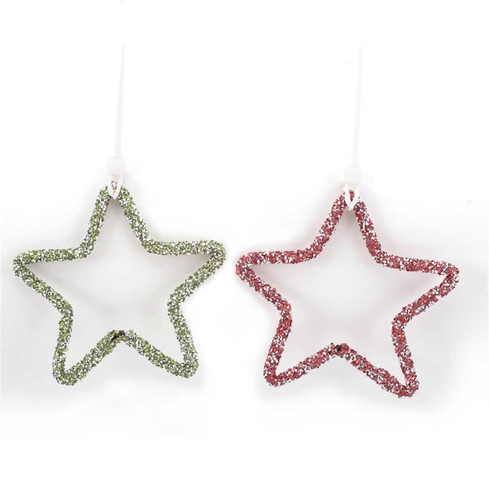 2A 11.5cm Bling Star Tree Ornament Mint, Pink
