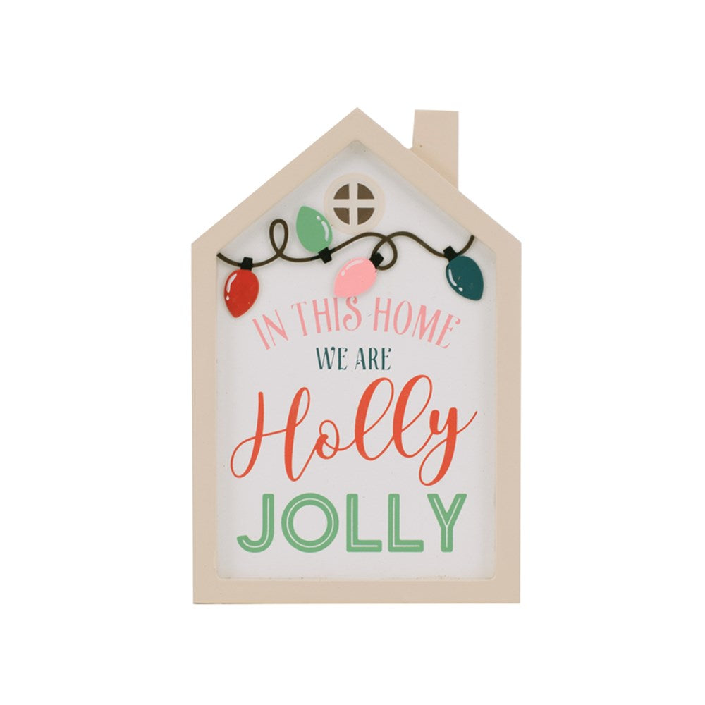 11.7x17.7x3cm Holly Jolly House Christmas Sign