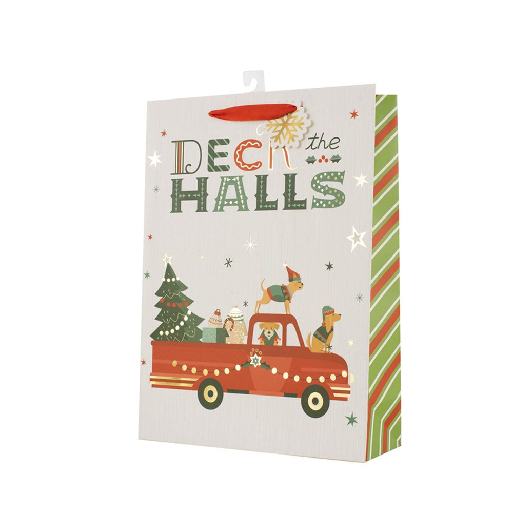 XL Deck The Halls Gift Bag 30x42x12cm