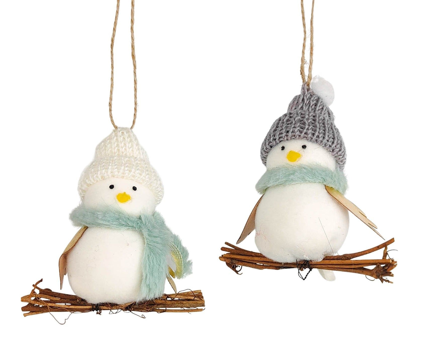 Bird On Branches Hanging Decoration Grey Assorted