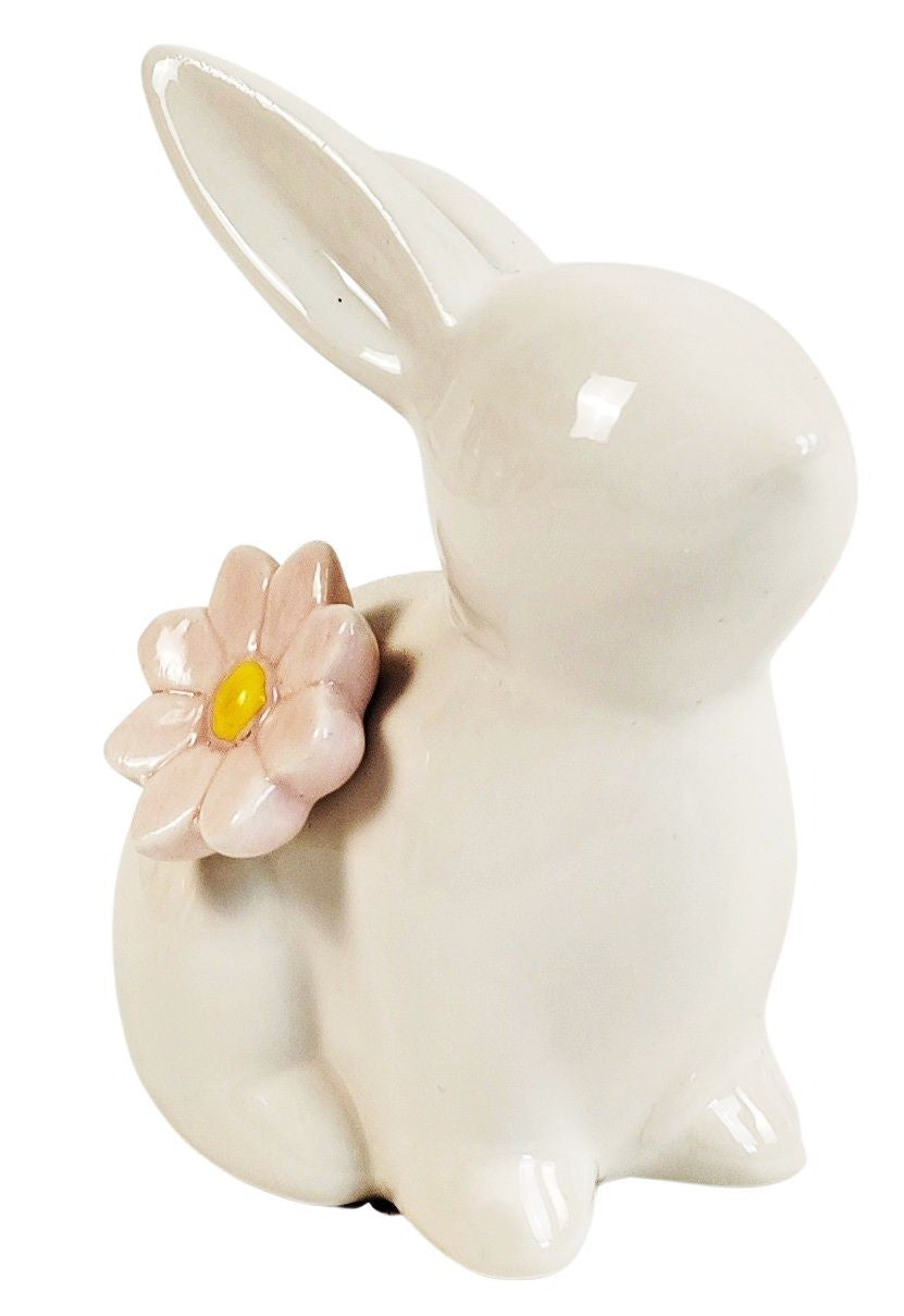 Daphne Flower Bunny Ornament White 10cm