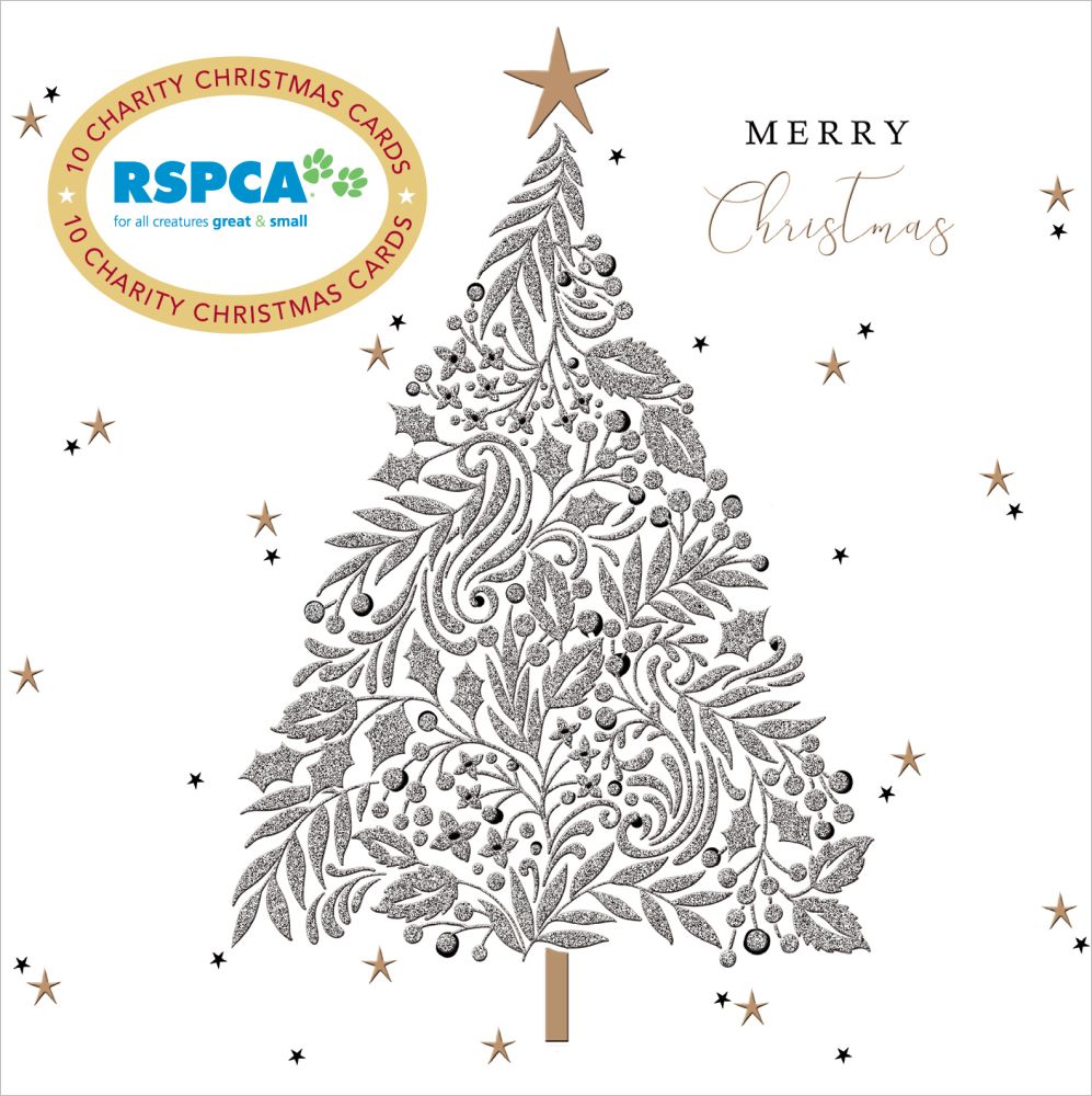 Christmas Card 10pk Wallet - RSPCA-Christmas Tree