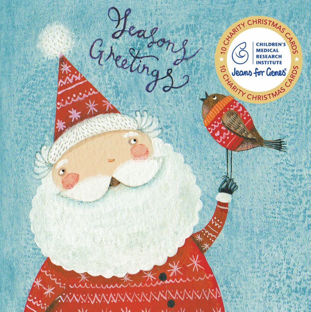 Christmas Card 10pk Wallet - Childrens Medical Research Insitute 'Jeans For Genes'-Santa