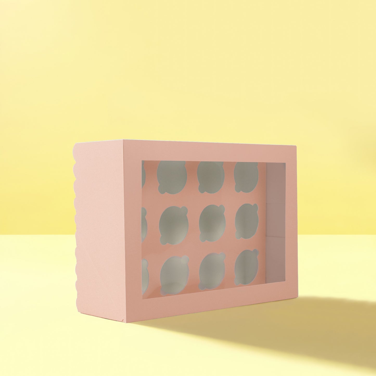 Papyrus Scalloped Tall Cupcake Box (12 Hole) - Pastel Pink
