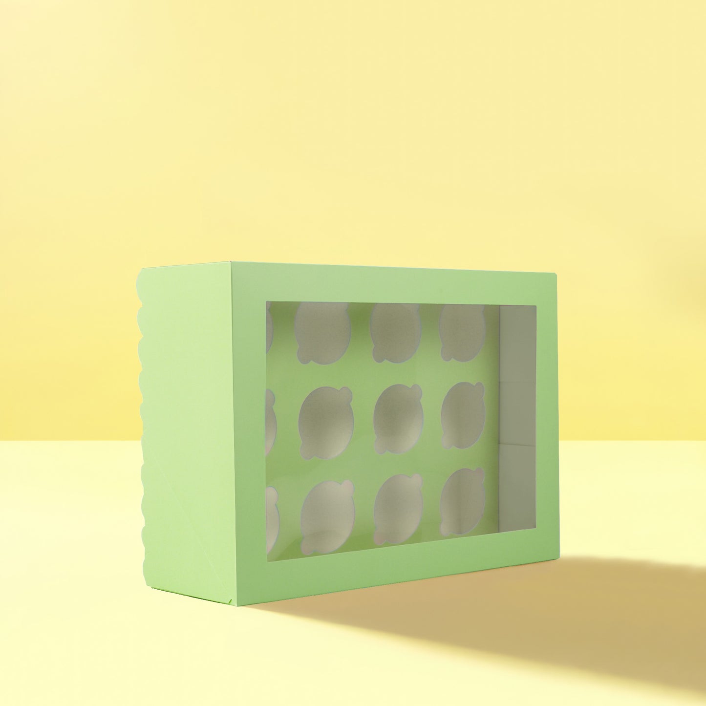 Papyrus Scalloped Tall Cupcake Box (12 Hole) - Pastel Green