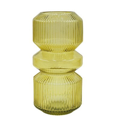 Bil Ribbed Glass Cylinder Vase