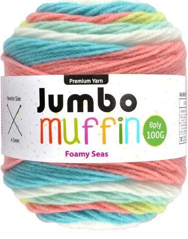 Jumbo Muffin Yarn 8ply 200g Foamy Seas