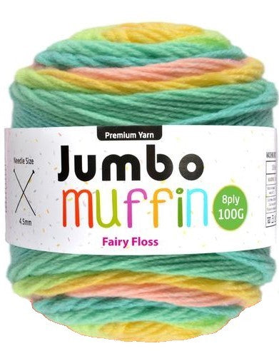 Jumbo Muffin Yarn 8ply 200g Fairy Floss