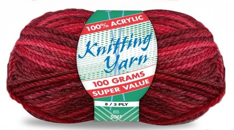 Knitting Yarn 8ply 100g Reds