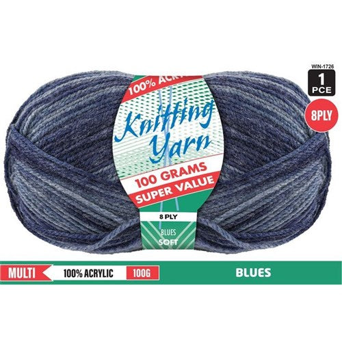 Knitting Yarn 8ply 100g Blues