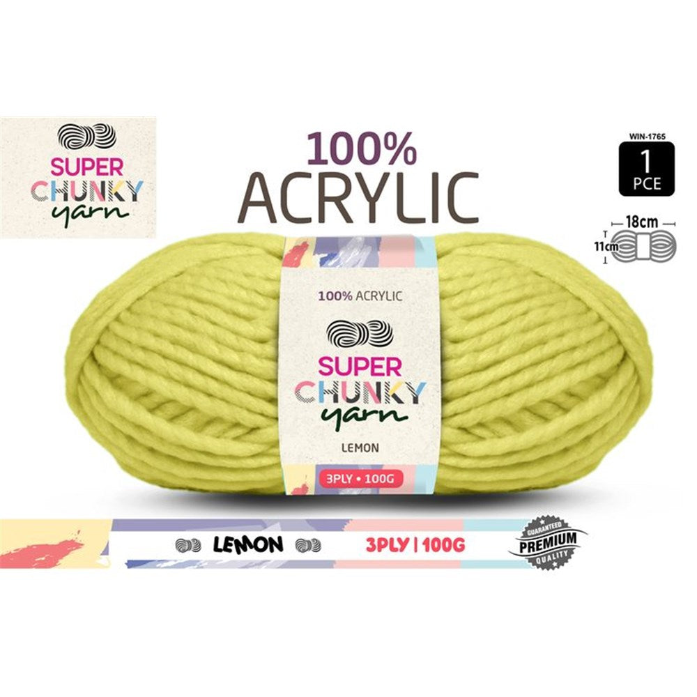Super Chunky Yarn 3ply 50g Lemon