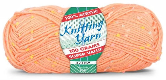 KNITTING YARN 8ply 100g APRICOT SPECKLE
