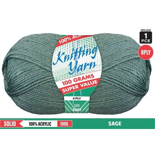 Knitting Yarn 8ply 100g Sage 2