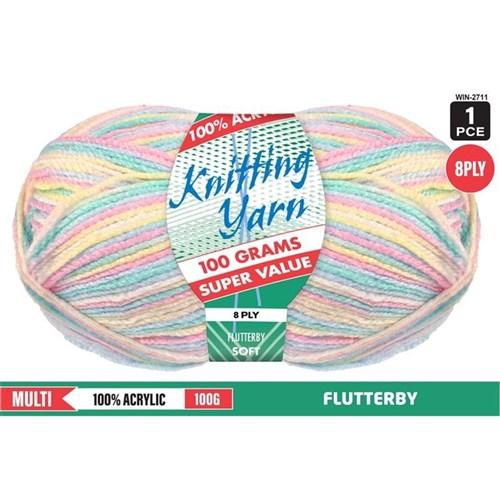 1pce Acrylic MultiYarn FLUTERBY 8ply100G