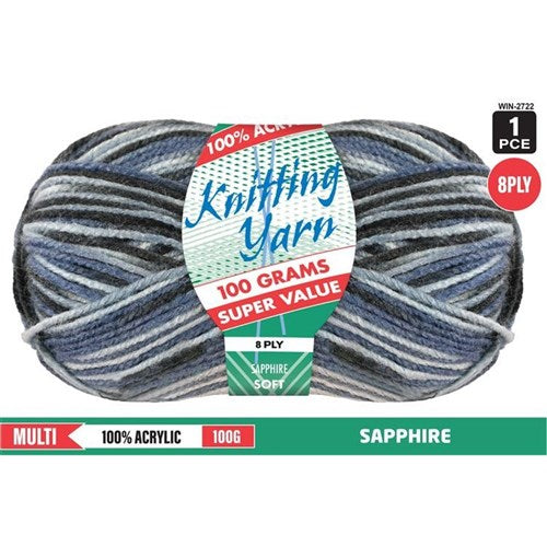 1pce Acrylic MultiYarn SAPPHIRE 8ply100G