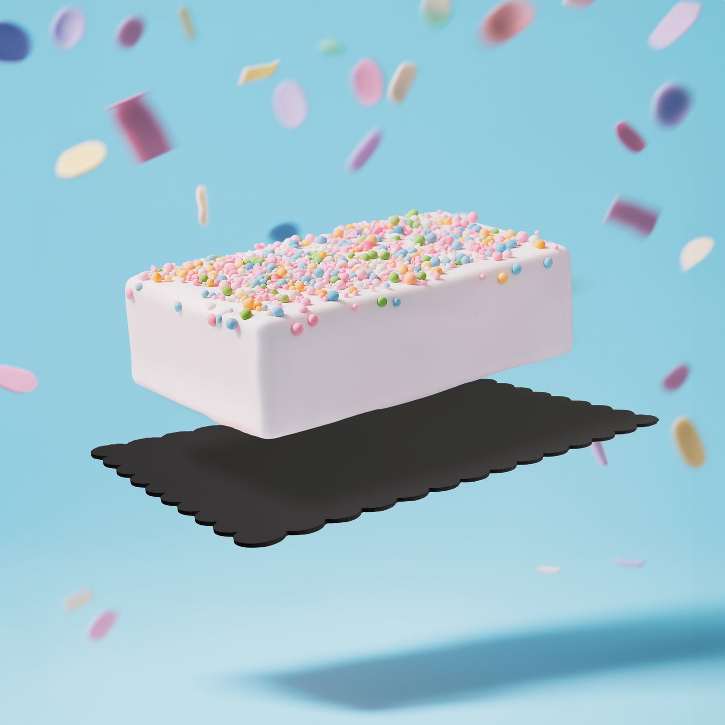 Rectangle Dual-Colour Scalloped Cake Board - White & Black 14 By 10