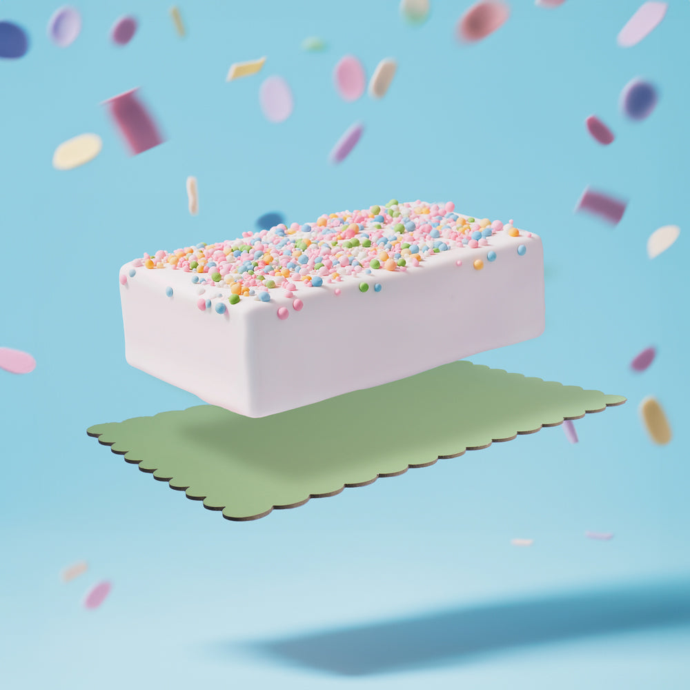Rectangle Dual-Colour Scalloped Cake Board - Pink & Green 14 x 10 inch