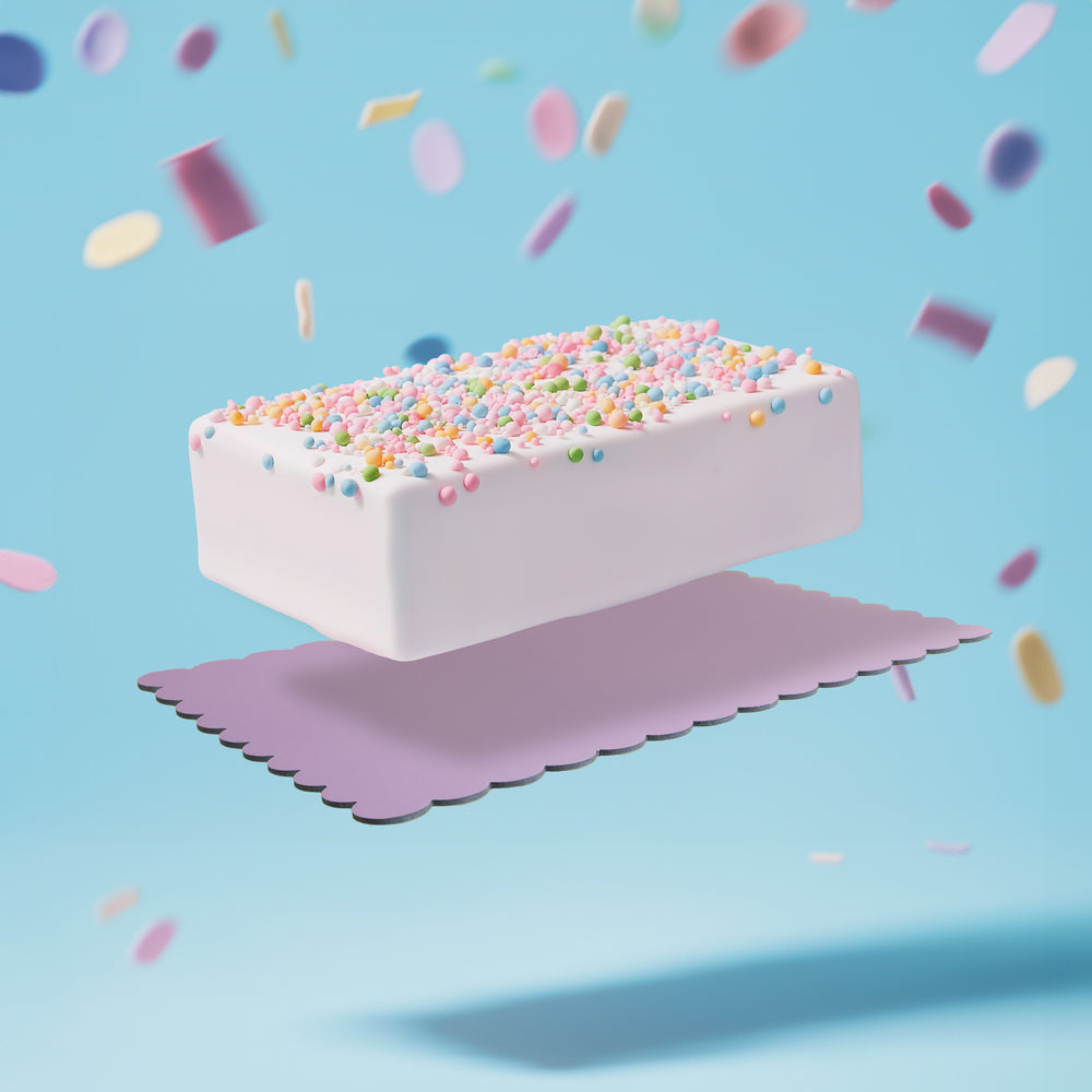 Rectangle Dual-Colour Scalloped Cake Board - Blue & Lilac 14 By 10